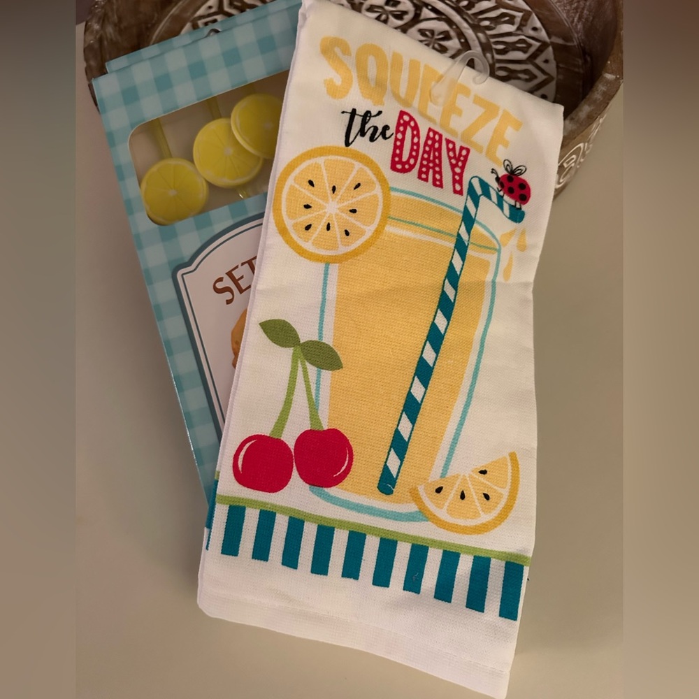 Lemon Towel and Straws Bundle - NWT